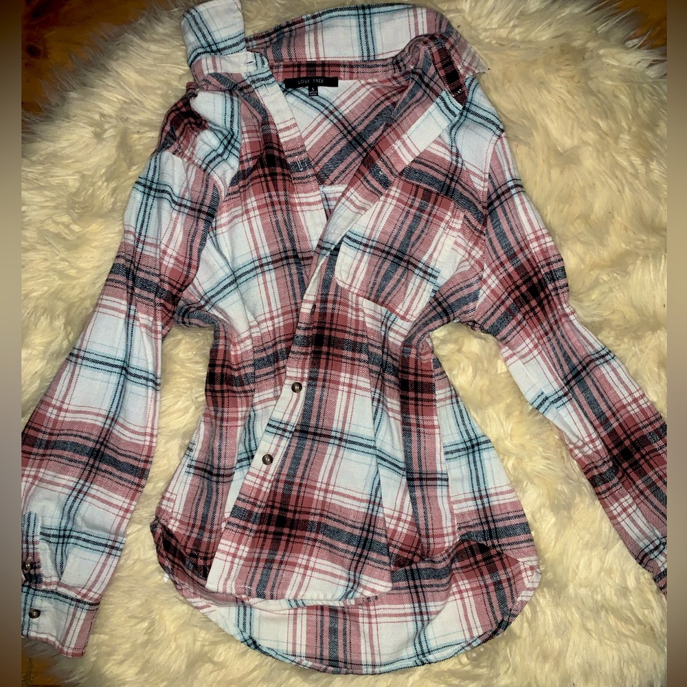 Love Tree Flannel Top